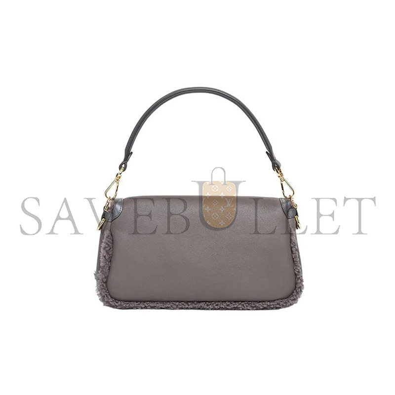 FENDI GREY LAMBSKIN SHEARLING MEDIUM BAGUETTE BAG 8BR600ALMRF1EFW (28*14*8cm)